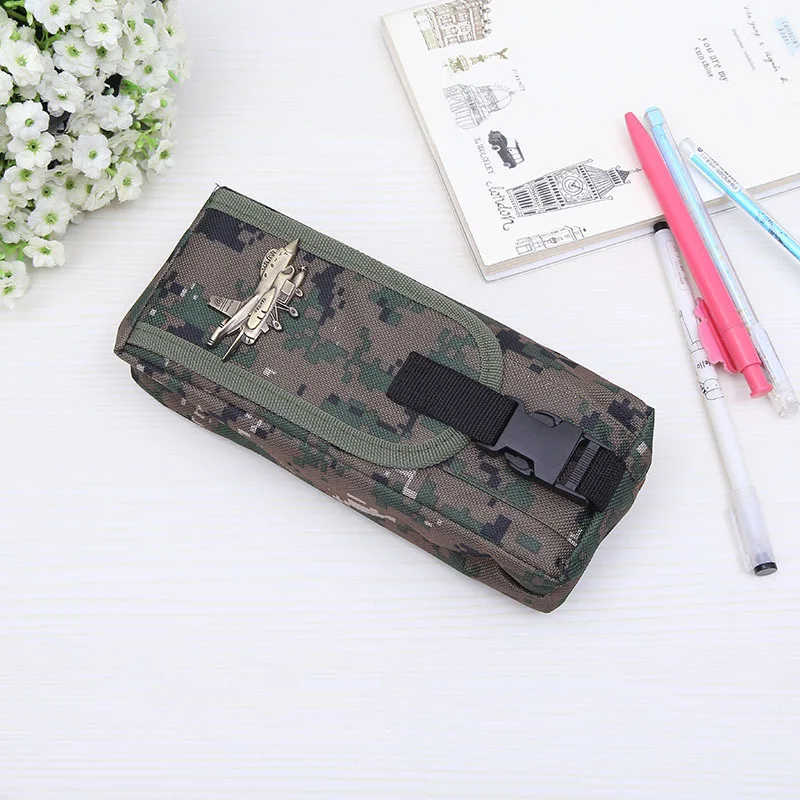 Large Capicity Camouflage Canvas Fighter Tank Pencilcase Outdoor Storage Bag Child Student Creative Stationery Pencil Case Gift