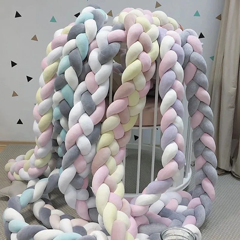 Baby Bumper Bed Braid Knot Pillow Cushion Bumper for Infant Crib Protector Cot Bumper Room Decor Crib Bedding Braid Set