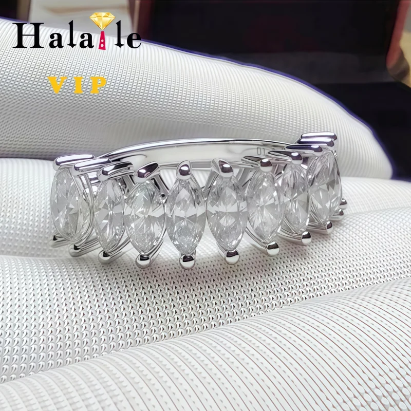 

Halaile 3*6mm 3ct 925 Silver Marquise Cut Ring D Color Moissanite For Women Sparkling Luxury Wedding Party Gift