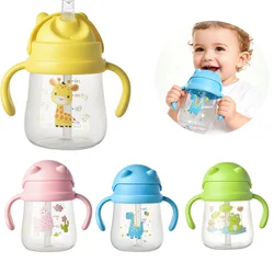 Children's Drinking Cup Baby Learning Drink Water Training Cup with Double Handlefor Toddler Baby Learning Independent Drinking
