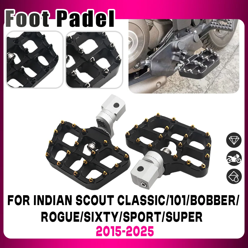 

For Indian Scout Bobber Twenty Sixty Rogue ABS Motorcycle Wide Floorboards Rotatable Rider Foot Pegs Adjustable Front Footrests