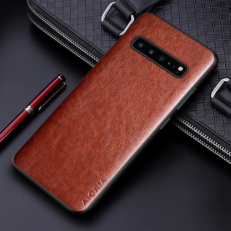 Luxury PU leather Case for Samsung galaxy S10 S9 S8 Plus S10 Lite S10E Business solid color design phone cover Soft TPU&Hard PC