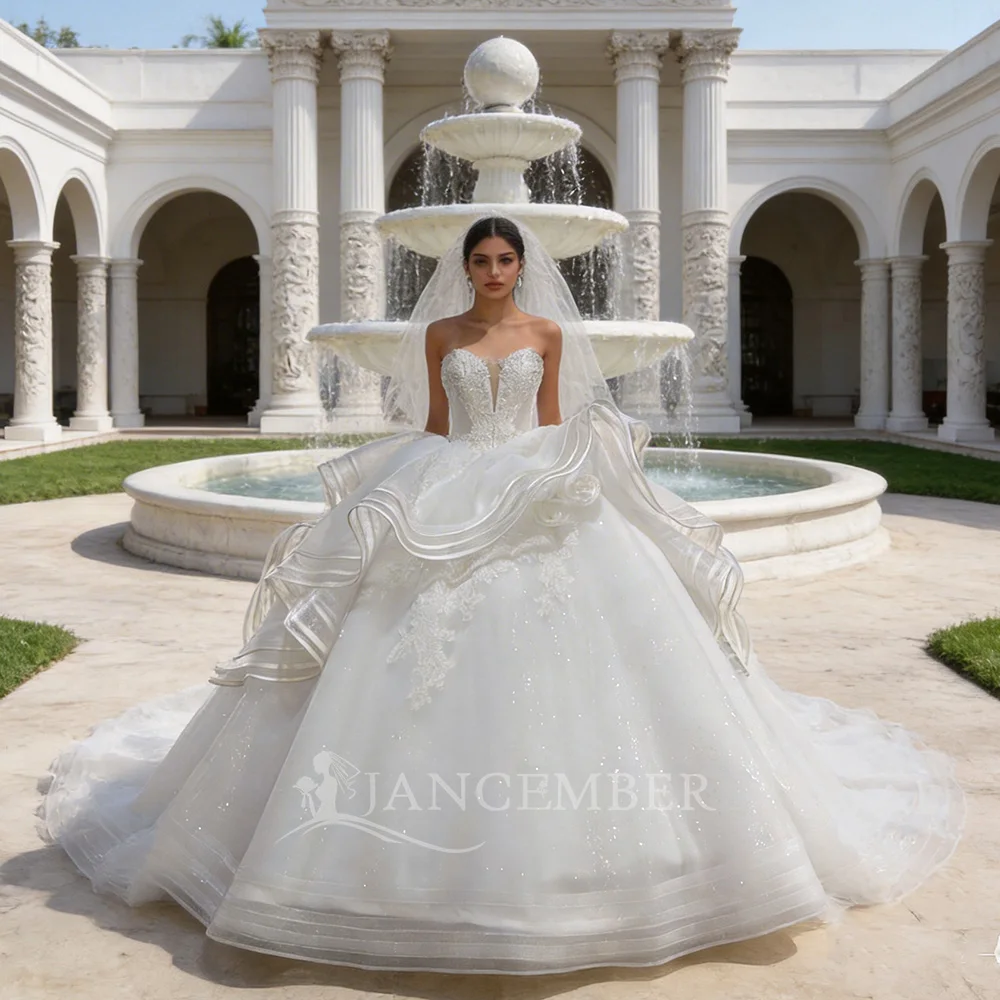 

Wedding Dress Organza Lace With Ball Gown Sleeveless Strapless Customized Beading Bridal Dress Lace Up Back Vestido De Novia