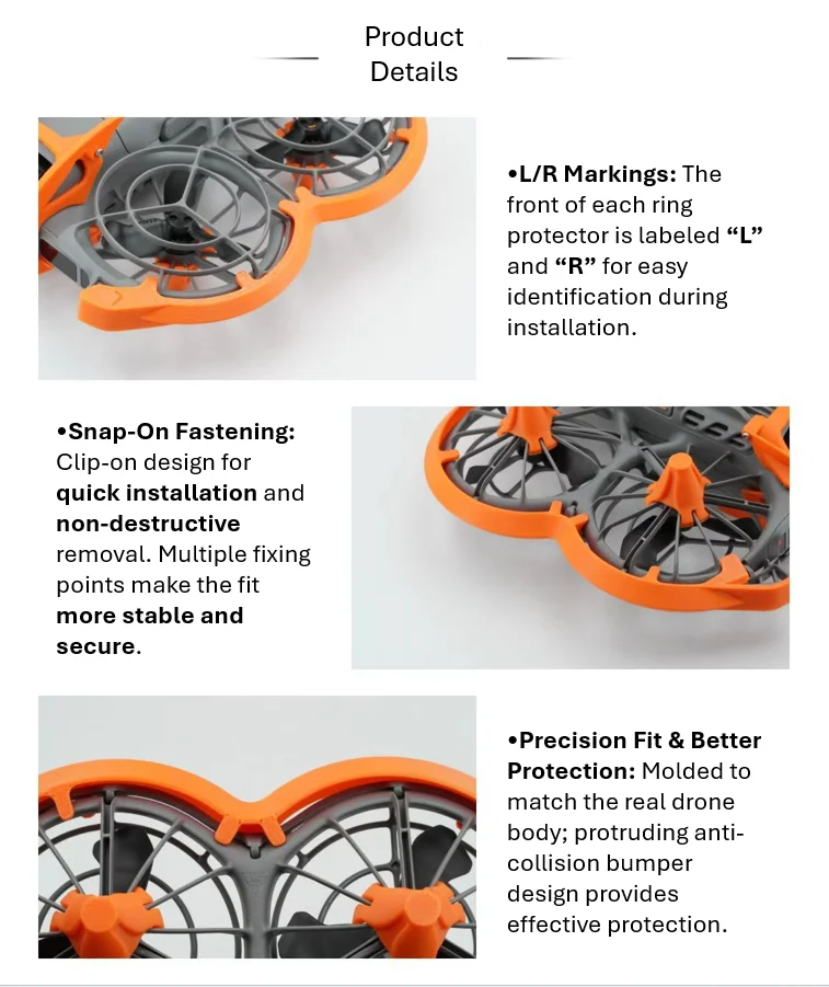 Neo 2 Schutz-Zubehör-Set für DJI (ABS-Material): Gimbal-Schutz, Stoßfänger, 4 Beine, Heckflosse, Doppelringe – Detail 7