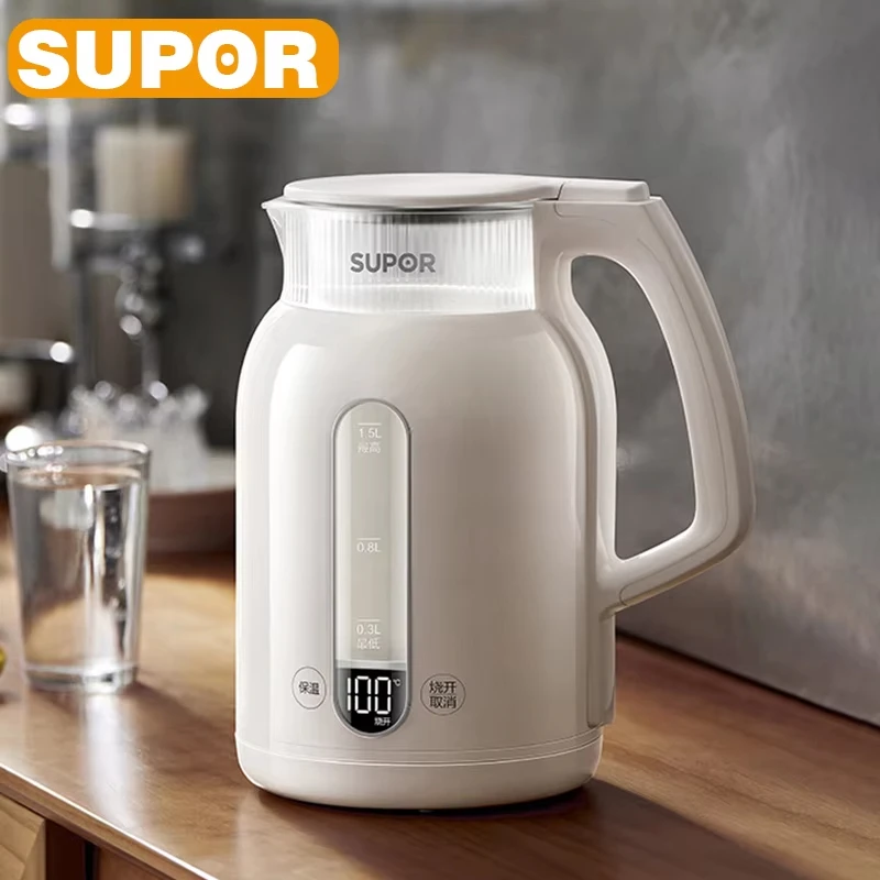 

SUPOR Electric Kettle Temperature Control 12H Keep Warm 1.5L Glass Tea Coffee Hot Water Boiler Food Grade 316L Stainless Steel