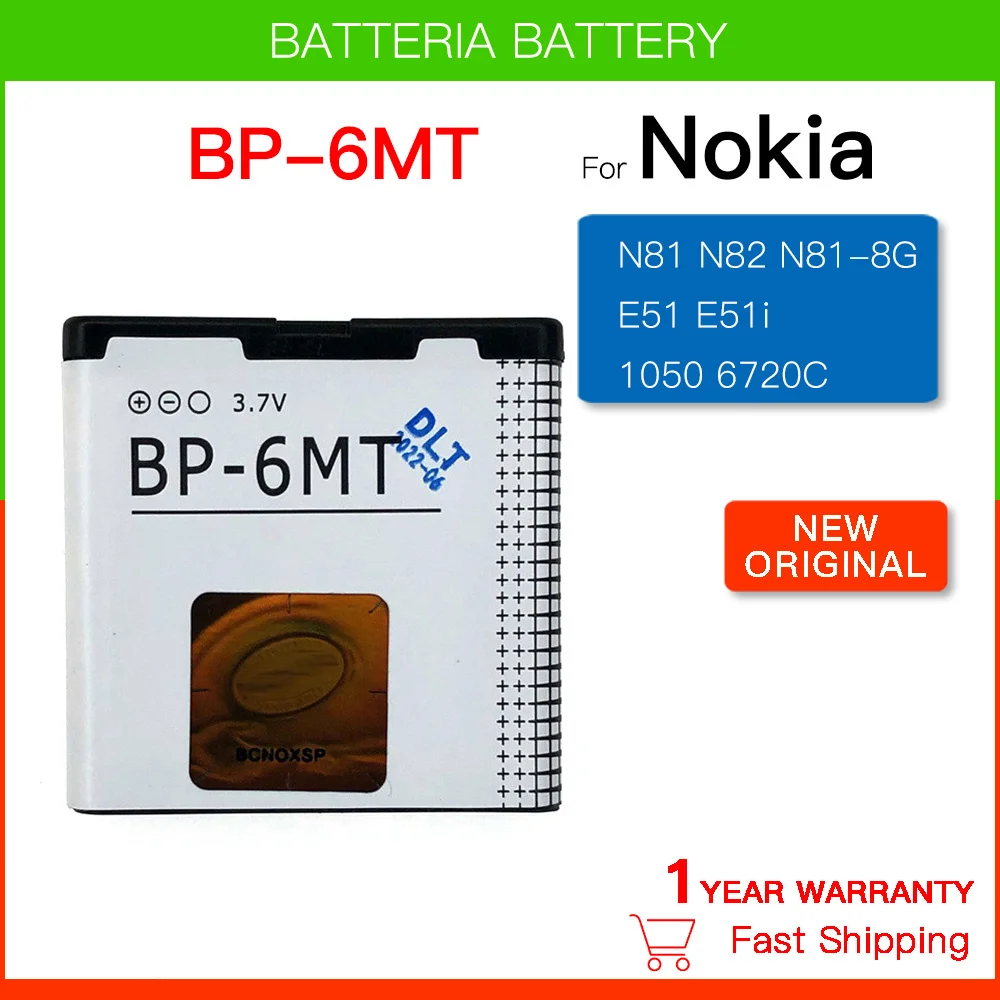 Rechargeable Battery 1050mAh BP-6MT BP6MT New Battery For Nokia N81 N82 N81-8G E51 E51i 6720 6720C BP 6MT Original Batteries