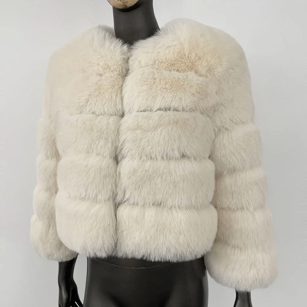 New Fake Fox Rabbit Fur Coat Women Faux Fur Jacket Luxury Brand 2024 Winter Elegant Fur Jacket Thick Warm Outerwear Streetwear