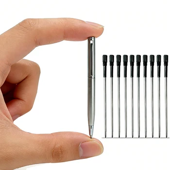 Mini Stainless Steel Metal Ballpoint Pen with 10 Replacement Refills Set, Portable Pocket…