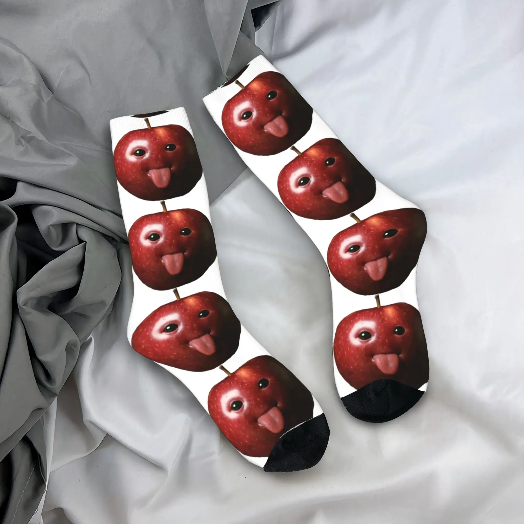 Funny Silly Ai Apple Gen Z Meme BrainRot Humor Tongue Out Stockings  Elegant Socks Winter Non Slip Socks Men's Warm Soft Socks