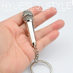 Mini Microphone Pendant Keychain Singer Rapper Music Lover Rock Keyring Men Women Purse Bag Charm Accessory Party Gifts