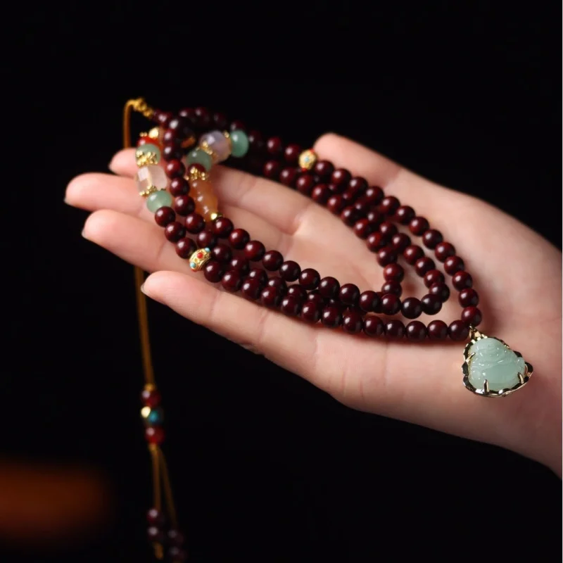 Zambian Blood Sandalwood Wealth Style Maitreya Bracelet, 0.6*108 beads, car hanging ornament, sweater chain pendant