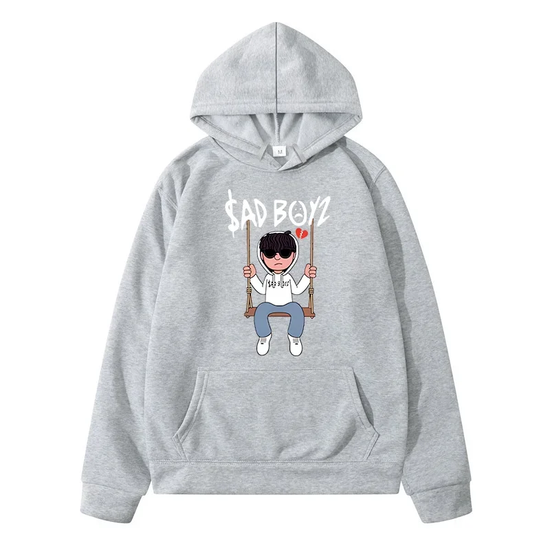 Desenhos animados de manga longa com capuz estampado, pulôver com gola O masculino, tops de moletom, unissex, casual, Harajuku, rua, moda