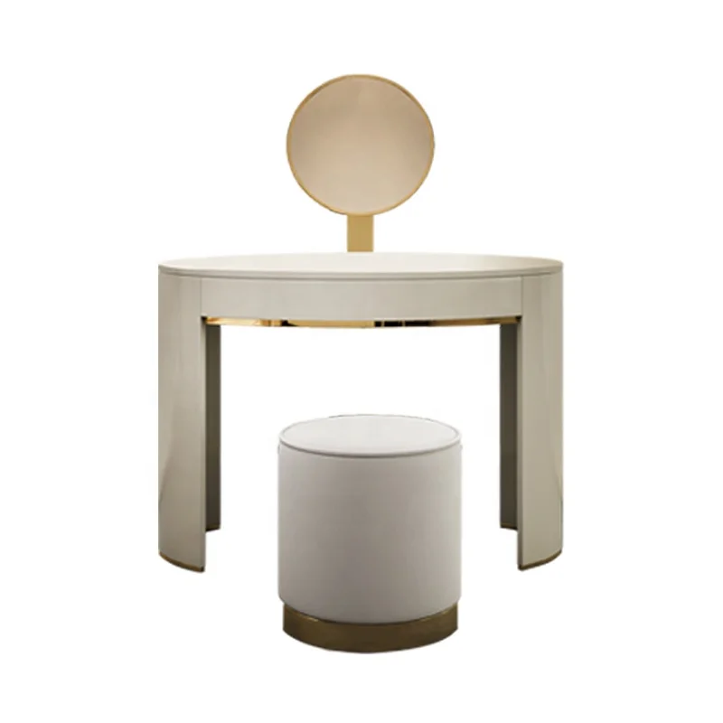 High-end  Wooden Dressing Table with Mirror Bedroom Makeup Vanities with Dressing Stool Furniture Combination