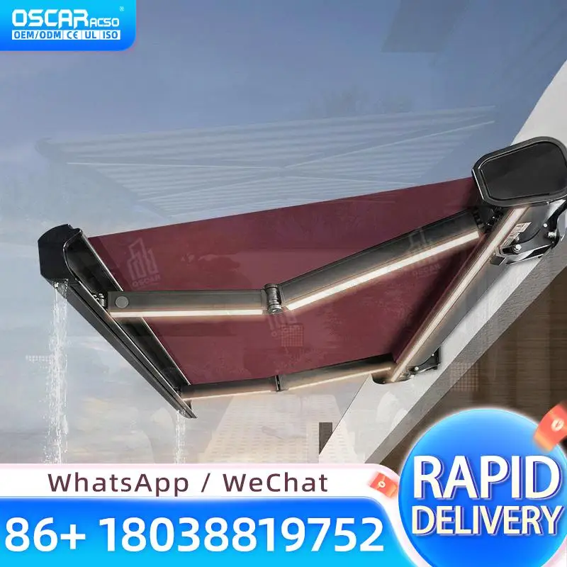 Outdoor Motorized Folding Arm  Aluminum Alloy Terrace Cover for Patio Garden Balcony Retractable Awning