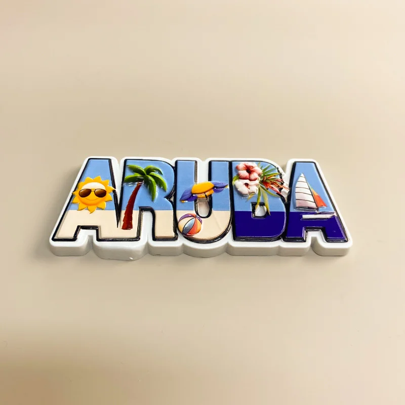 1 قطعة، جزيرة أروبا ديكور المنزل رسالة ثلاثية الأبعاد رسمت مغناطيس الثلاجة البحر الكاريبي العالم السفر تذكارية #5