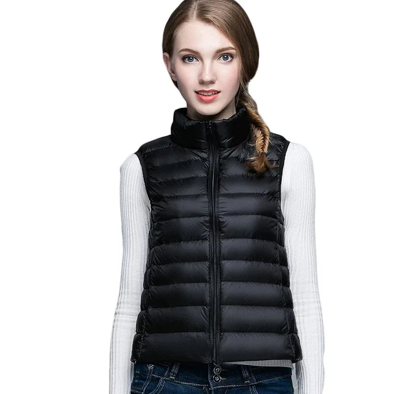 Autumn and Winter New Women's Down Vest Elegant Women's Collar Casual Lightweight Short Waistcoat Vest Liner Down Jacket