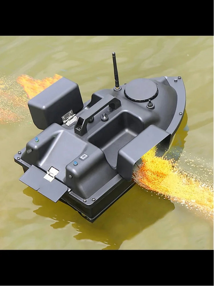 Angelköderboot mit 5200-mAh-Akku, dreifacher Behälter, 4,4 Pfund Fassungsvermögen, GPS / GPS-freier Typ optional, ferngesteuertes Angelboot mit zwei Motoren und Propellern