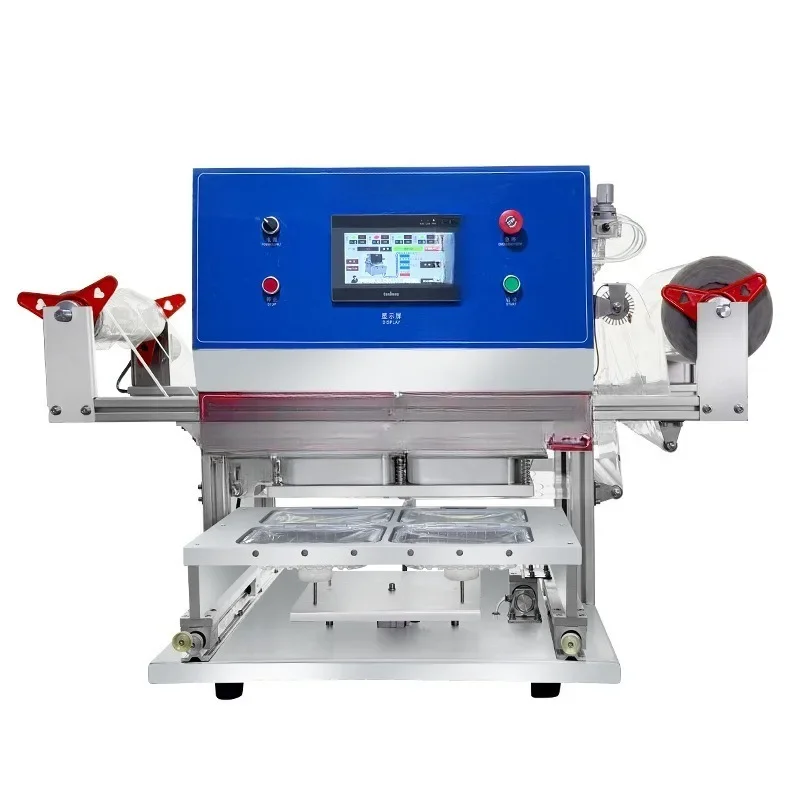 Automatic plastic lunch box sealing machine, disposable plastic baler