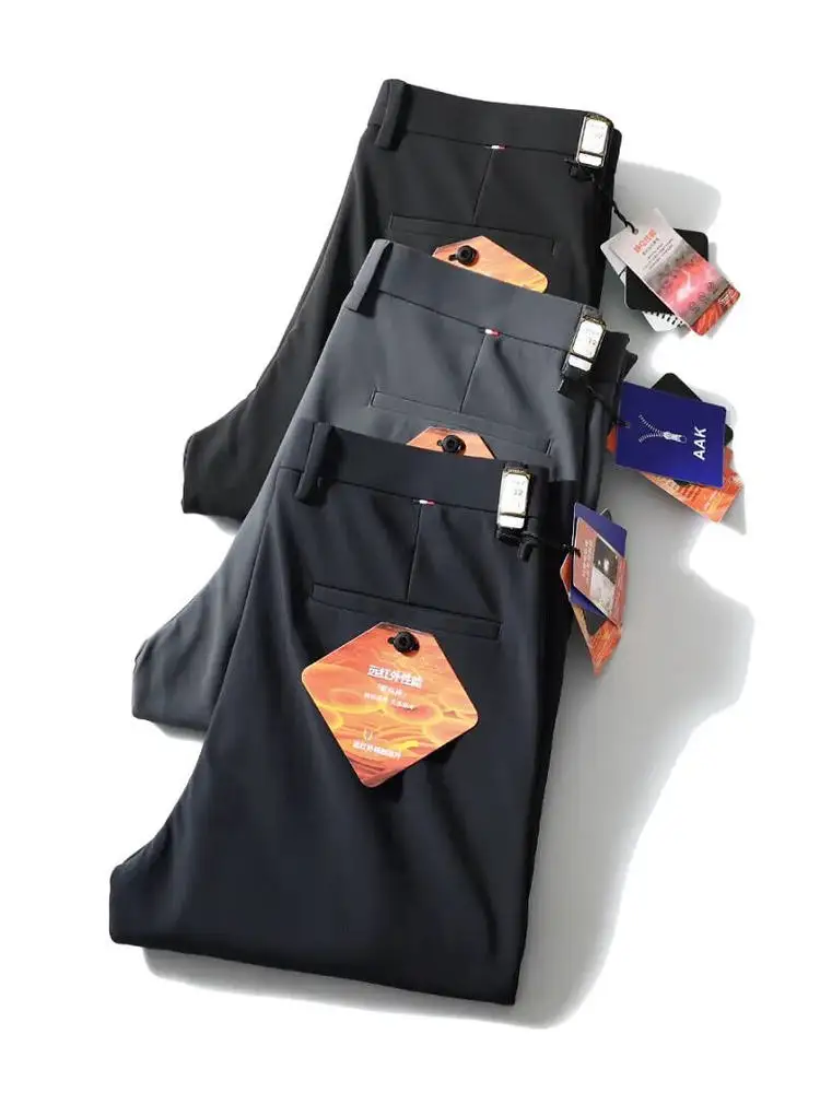 Hochwertige, leichte, mit Fce gefütterte Freizeithose mit geradem Bein für Herren, Herbst und Winter, reine Farbe, warm, bequem, Freizeit...