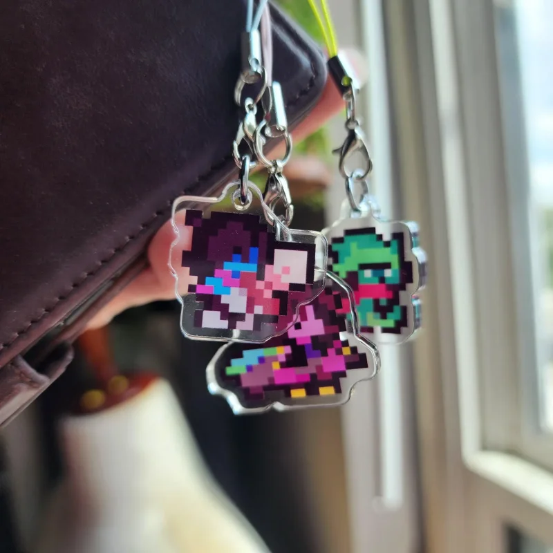 Double-Sided Pixel Character Acrylic Keychain Mini Phone Charms for Styling And Organization