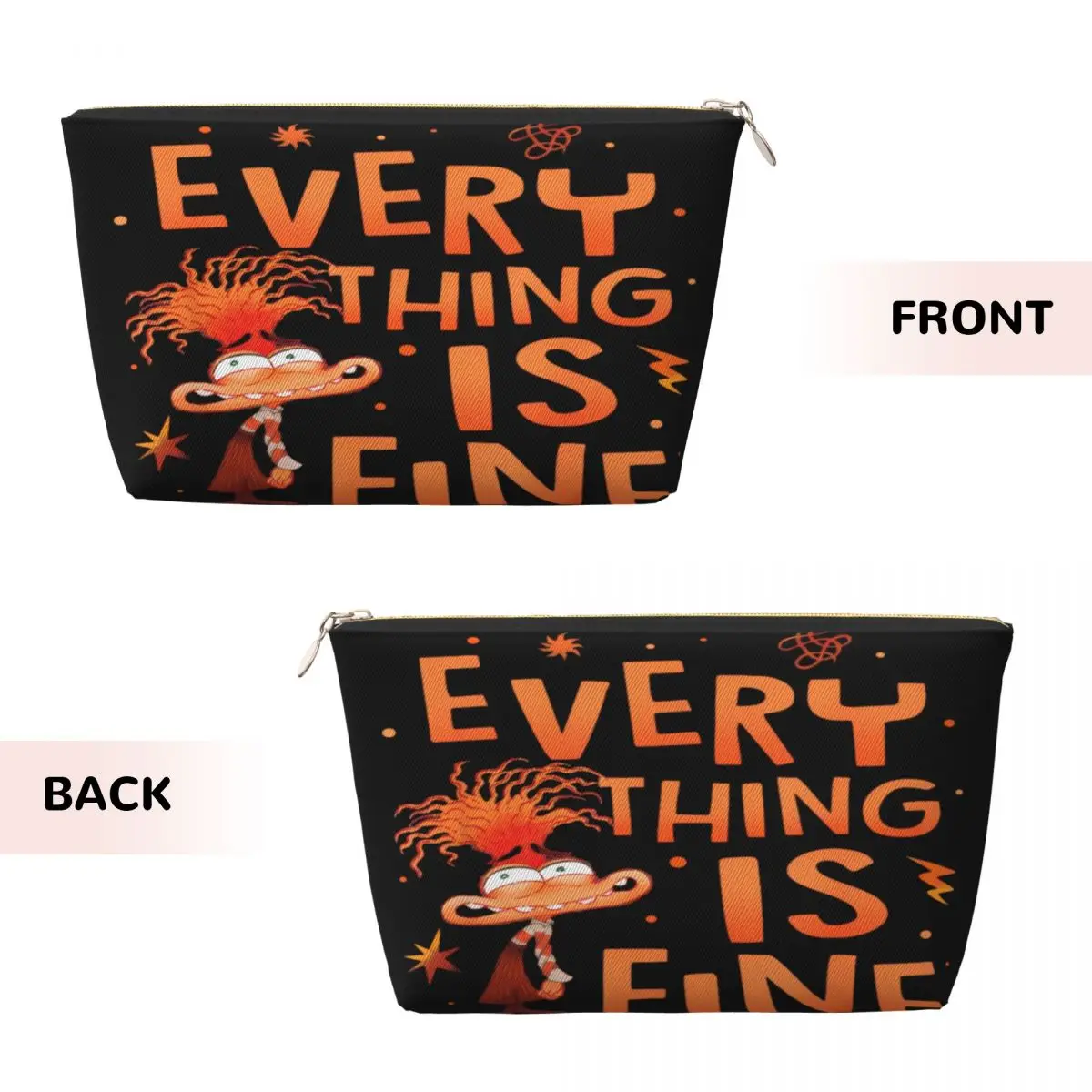 Custom Everything Is Fine Anxiety Inside Out Cosmetic Bag for Women Toiletry Makeup Organizer Lady Beauty Storage Dopp Kit