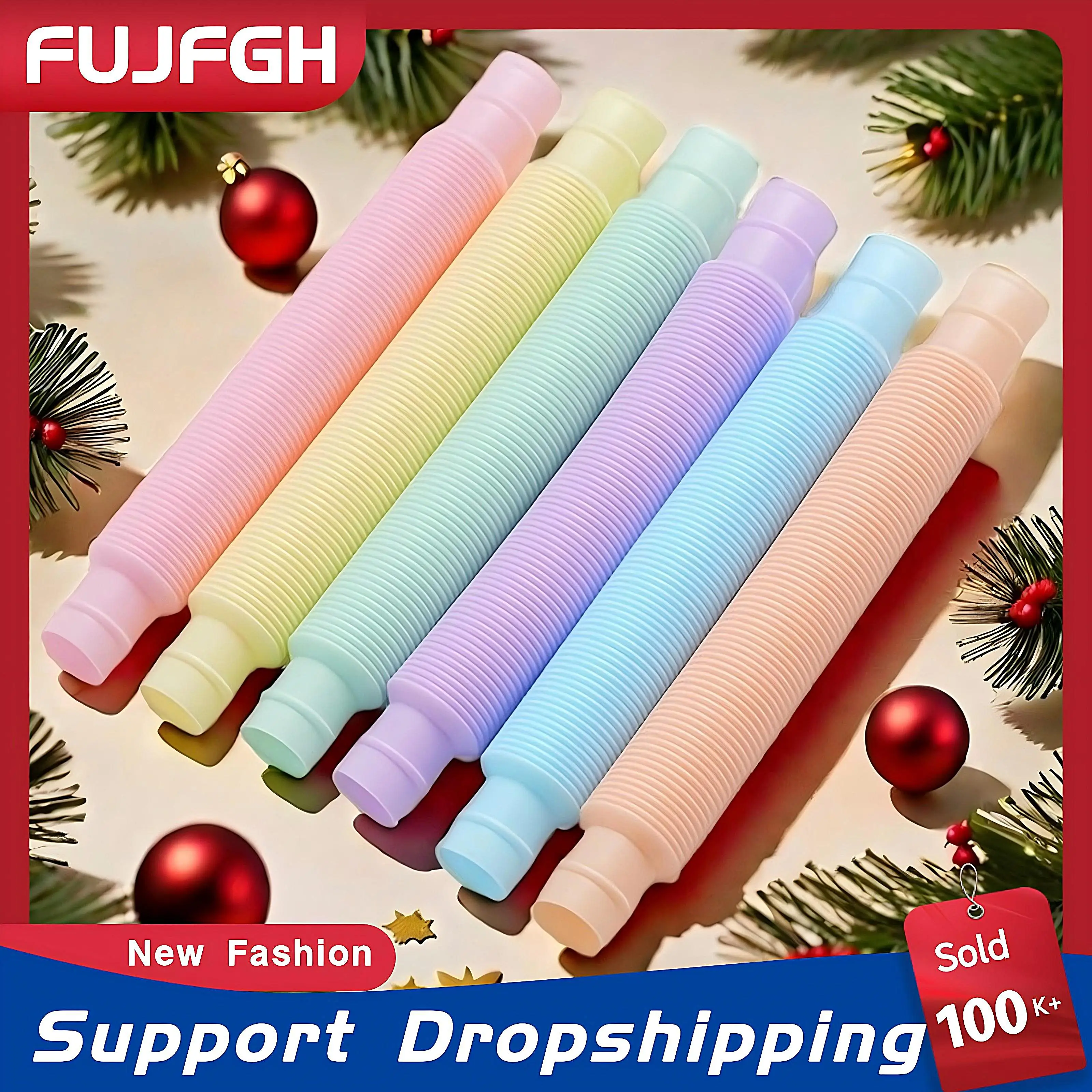 

12/18/24pcs/Pack Pop Tubes Sensory Toys Fidget Pop Tube Stress Relief Decompression Finger Toy Telescopic Tube for Kids Teenager