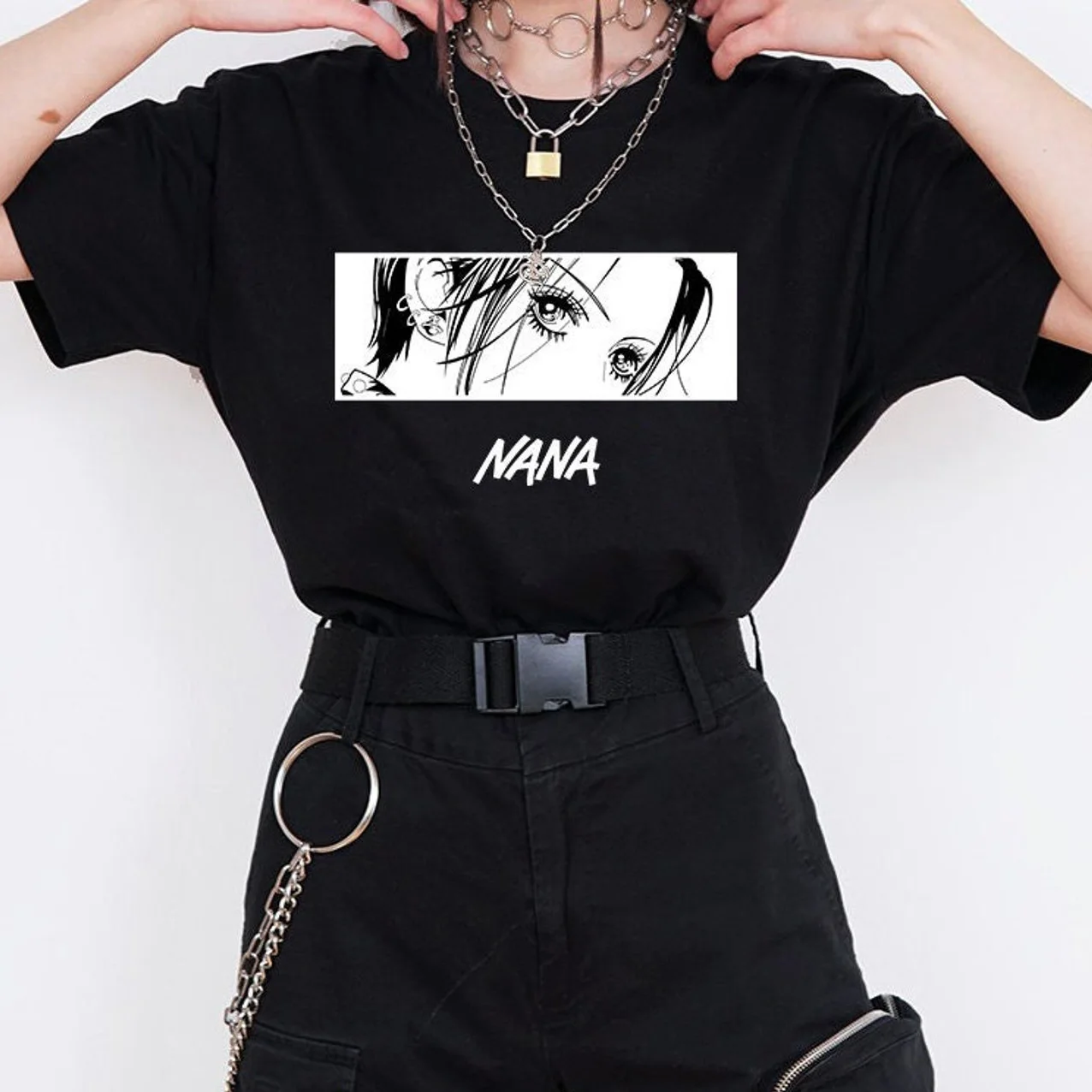 Nana Eyes Shirt donna Anime Kawaii t-Shirt Girl Y2k Streetwear Goth top donna Tee Unisex manica corta vestiti oversize