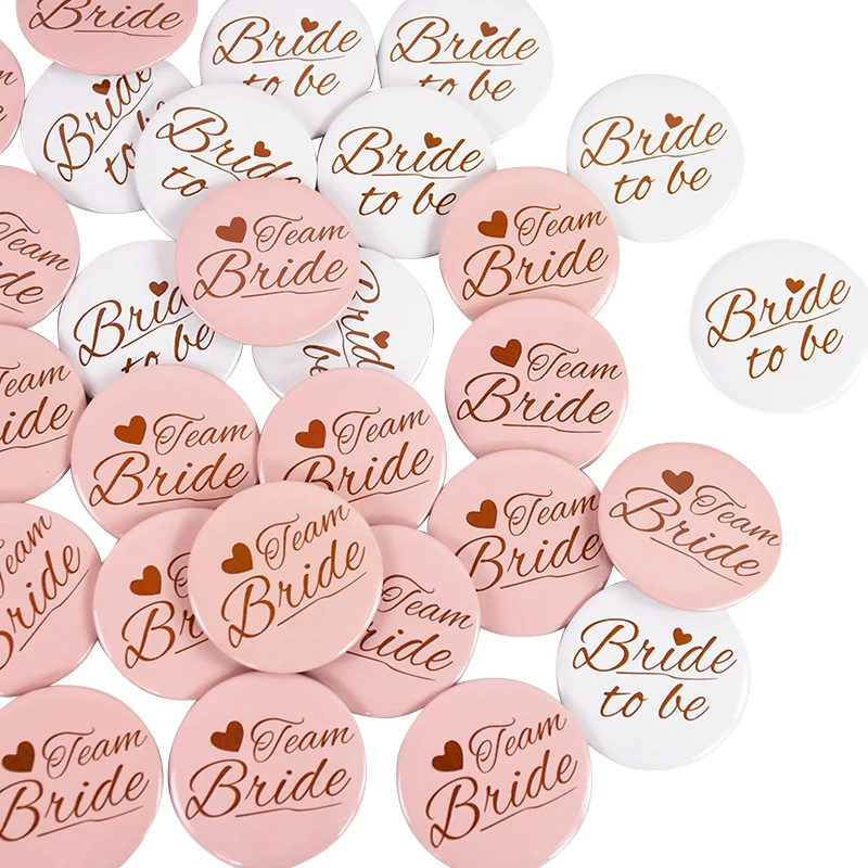 White Pink Bride to be Buttons Pins Team Bride Badge for Wedding Bachelorette Party Bridal Shower Bridesmaids Bride to be Gift