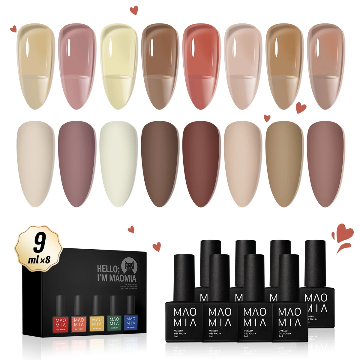 

9ml Nude Gel Nail Polish Kit Charm Pink Serise Korea Semi Permanent Gel Varnish Nails Art Soak Off Uv Led Nails DIY Accesorios