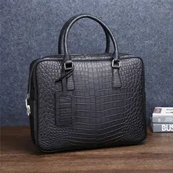 2024 New Cow Leather Laptop Bags Alligator Genuine Leather Men's Briefcase Brand Crocodile Pattern Travel Messenger Computer Bag