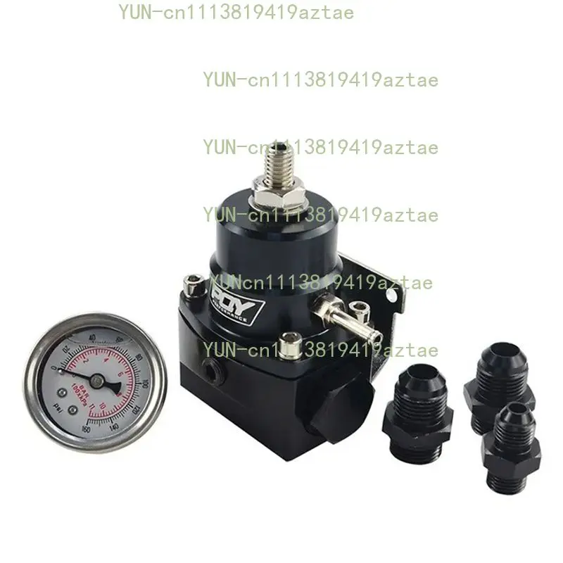 8AN High‑Pressure Fuel Inject Regulator, 2×AN8 Inlet Outlet 1×AN6 Return Port with Boost Gauge for Turbo Vehicle Refit