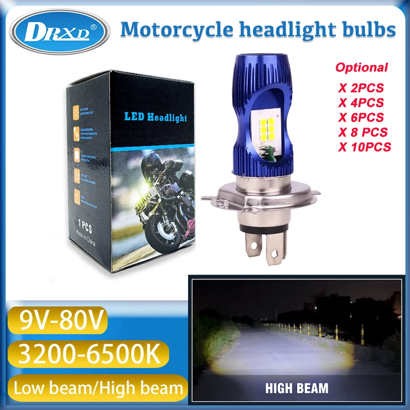 

3200-6500k Motorcycle Headlight Bulb 1200LM LED 12W DC 9~80V White High Beam Yellow Low Beam for Motobike Scooter Running Light