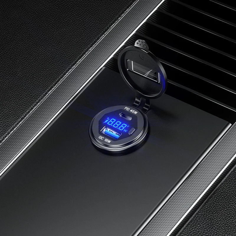 Металлическое быстрое зарядное устройство 3,0 и тип PD C45W USB18W, автомобильное зарядное устройство, розетка USB, быстрая зарядка