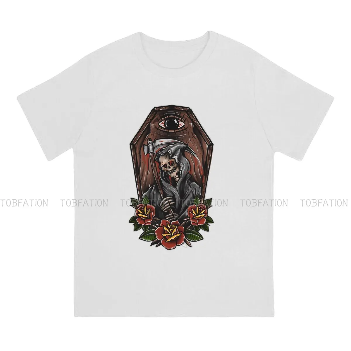 Tattoo Style Polyester TShirts Gream Reaper Print Homme T Shirt Funny Clothing 6XL