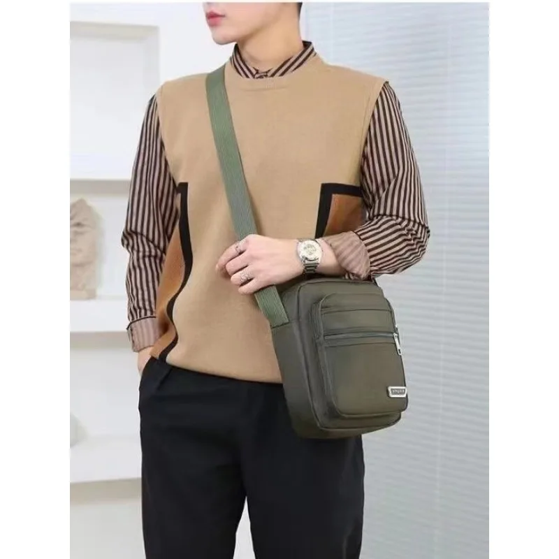 Herren-Umhängetasche, Wasserdichte und Verschleißfeste Geldbörse, Modischer Multi-Reißverschluss-Rucksack, Geschäftsreise-Schultertasche – Detail 19