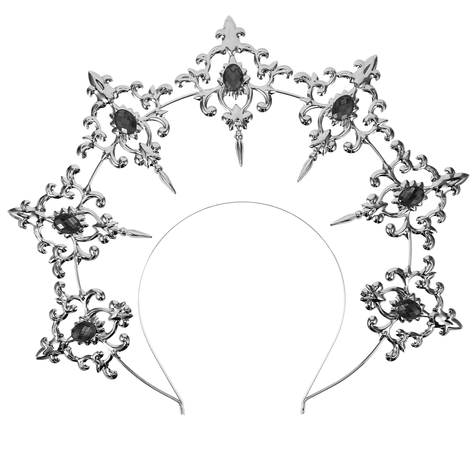 

Dark Headdress Metal Goddess Crown Headband Unique Sturdy Cosplay Party Photo Prop Decorative Accessories Women Headwear