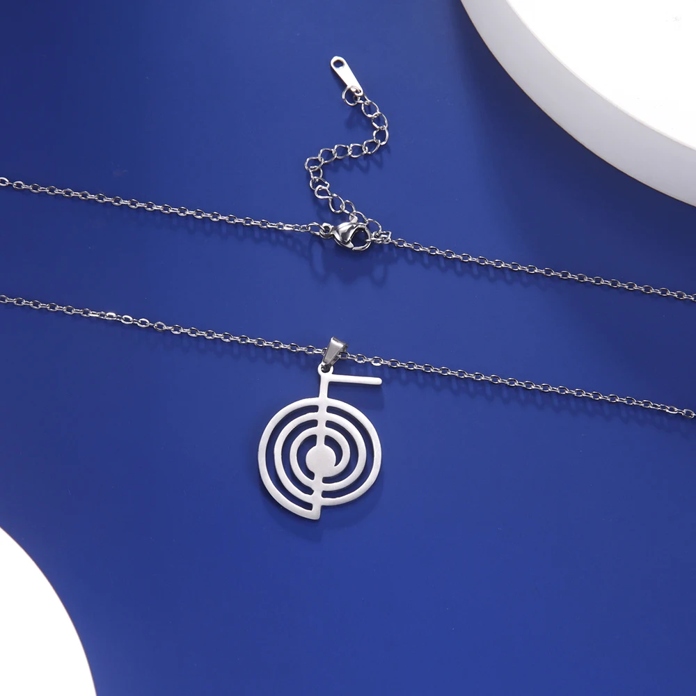 Reiki Cho Ku Rei Halskette Heilung Energie Yoga Power Anhänger Heilige Geometrie Schutz Amulett Edelstahl Schmuck Amulette für Glück und Schutz mächtige Amulette geistiger Schutz Reiki Heilmittel – Detail 11