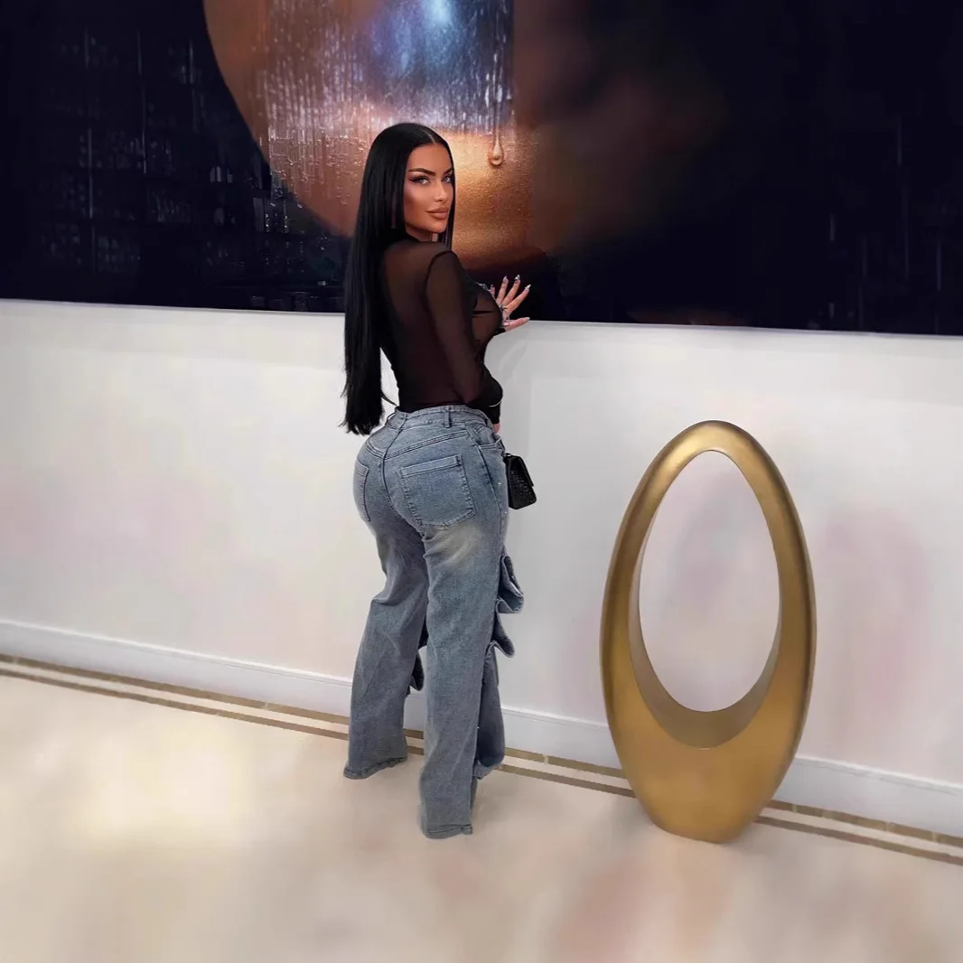 Sister Star Jeans Mode Casual Recht Elastisch Herfst Street Style Trendy afneembare knopen Veelzijdige elegante Commuter Jeans