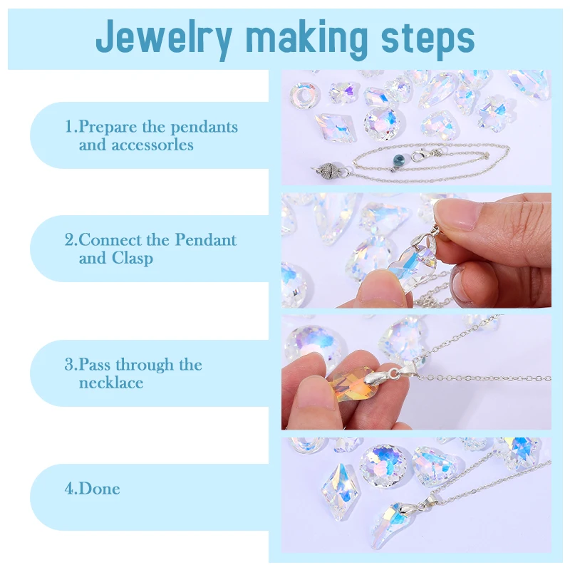 Cute Crystal Pendants With Multiple Shapes AB Color Glass Charms Beads Used For Making Necklaces  Bracelets DIY Jewelry Making