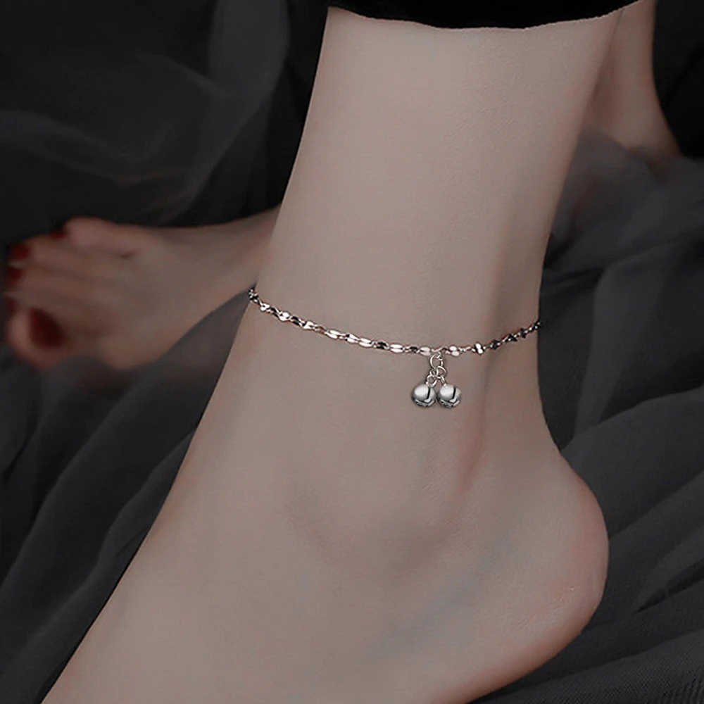 Stainless Steel Anklets Minimalist Fashion Beads Lip Chain Non-fading High-quality Design Sense Anklet For Women Jewelry Gifts