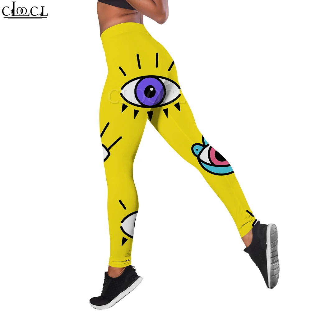 

CLOOCL New Sexy Yellow Women Legging Cartoon Eye Graphics 3D Printed Trousers for Female Gym Workout Outdoor Jogging Pants