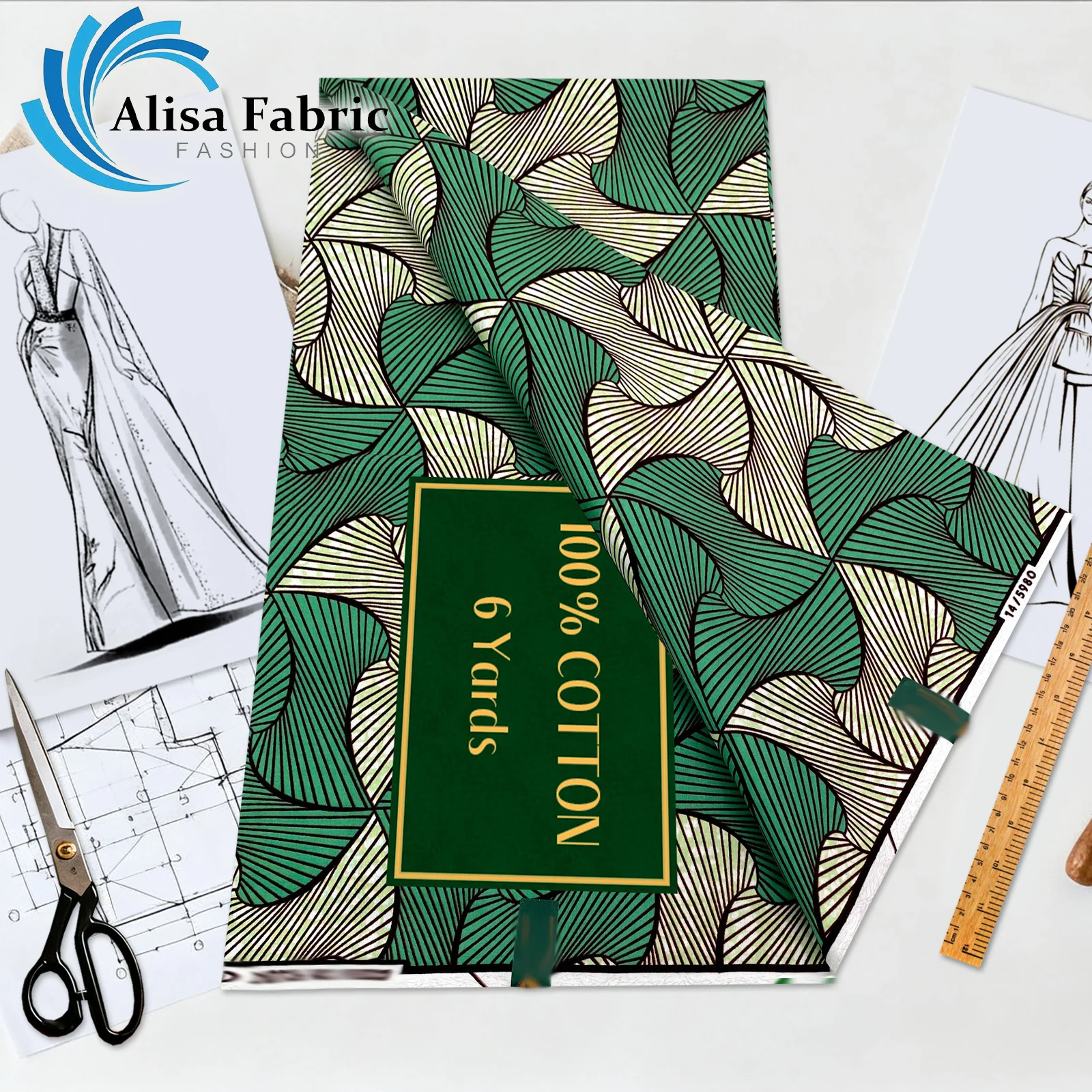 

Африканская ткань высокого качества, 6 ярдов, 2025, ткань Анкара, африканский настоящий восковой принт, 100% хлопок, палантин для шитья