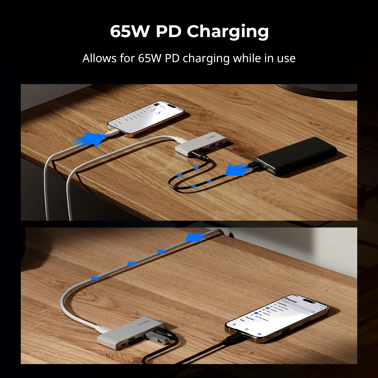 SmallRig 5-in-1 Memory Card Reader สําหรับการถ่ายภาพท่องเที่ยว พอร์ต USB-C และ USB-A 5Gbps รองรับการชาร์จ PD 65W สําหรับ Samsung 4746