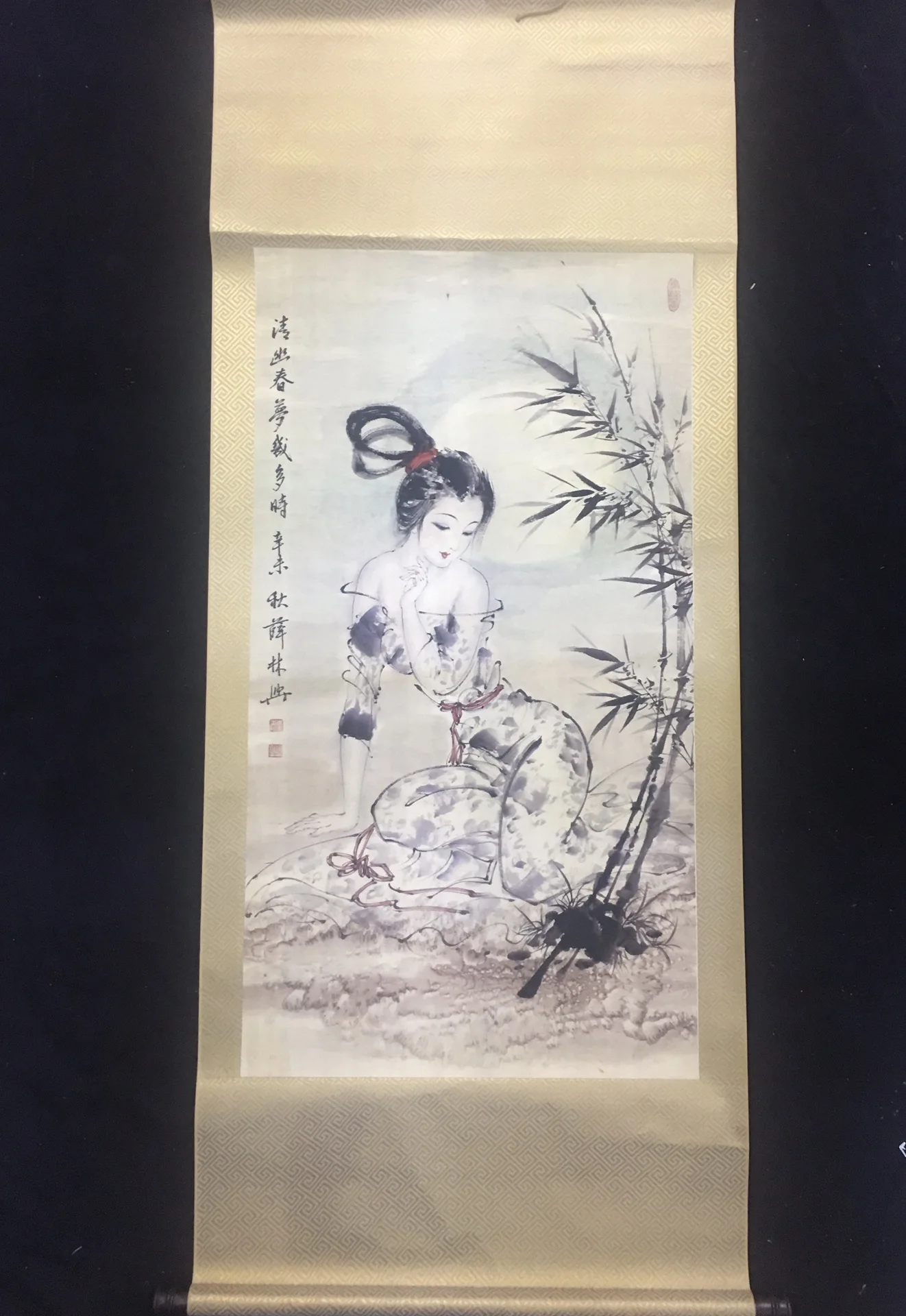 A four-foot middle-hall painting, depicting a serene spring dream, photographed in real life.
