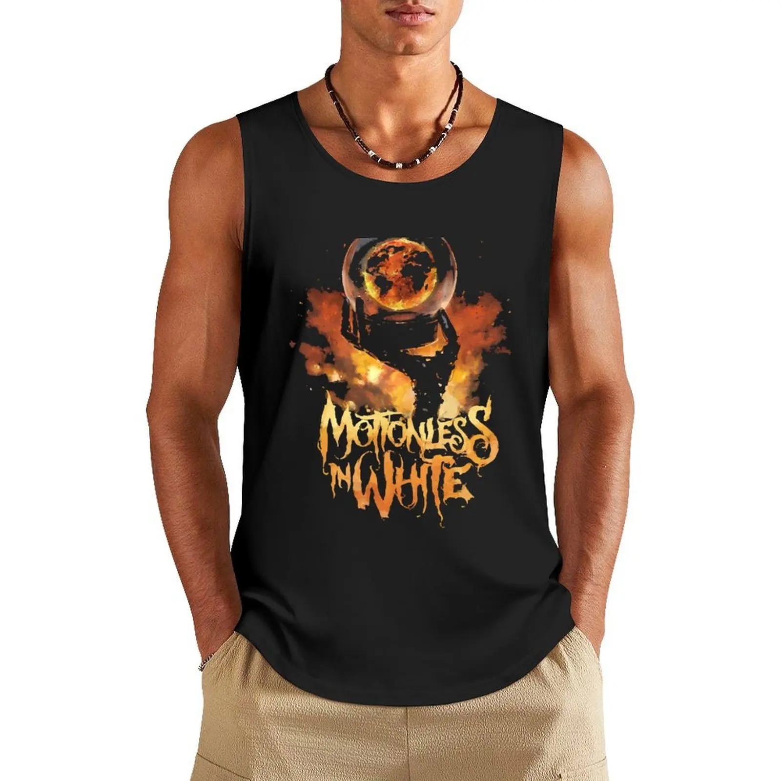 

Hand Fire Motionless Tank Top gym shirts Sleeveless top Men's fitness t-shirt