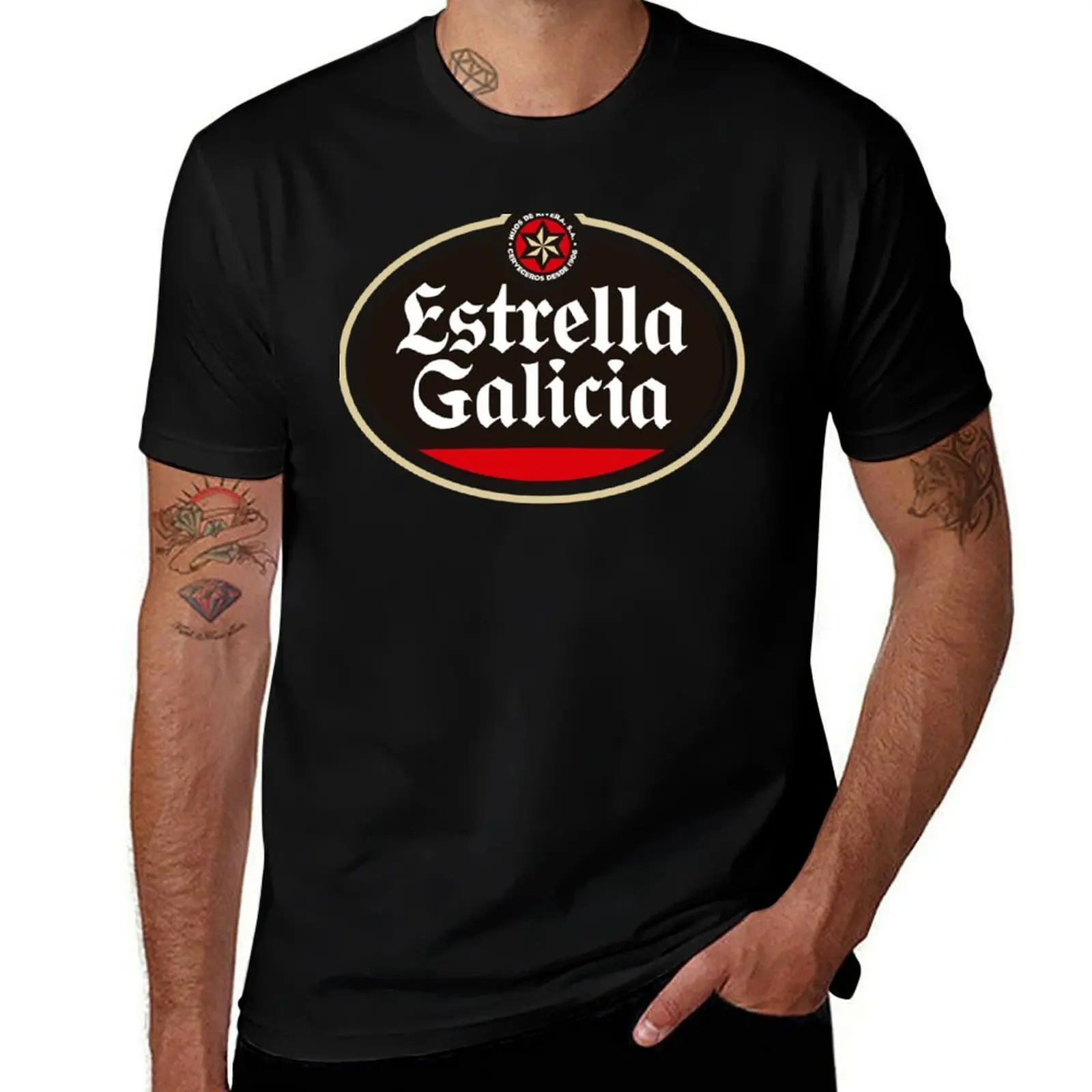 Estrella Galicia Beer Spain T-Shirt funny costumes cotton graphic tees plus size men clothing