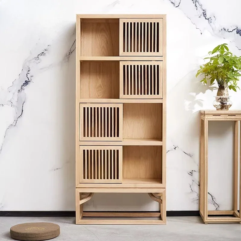 AA furniture ash wood multi-treasure storage cabinet antique sliding display cabinet solid wood simple museum cabinet