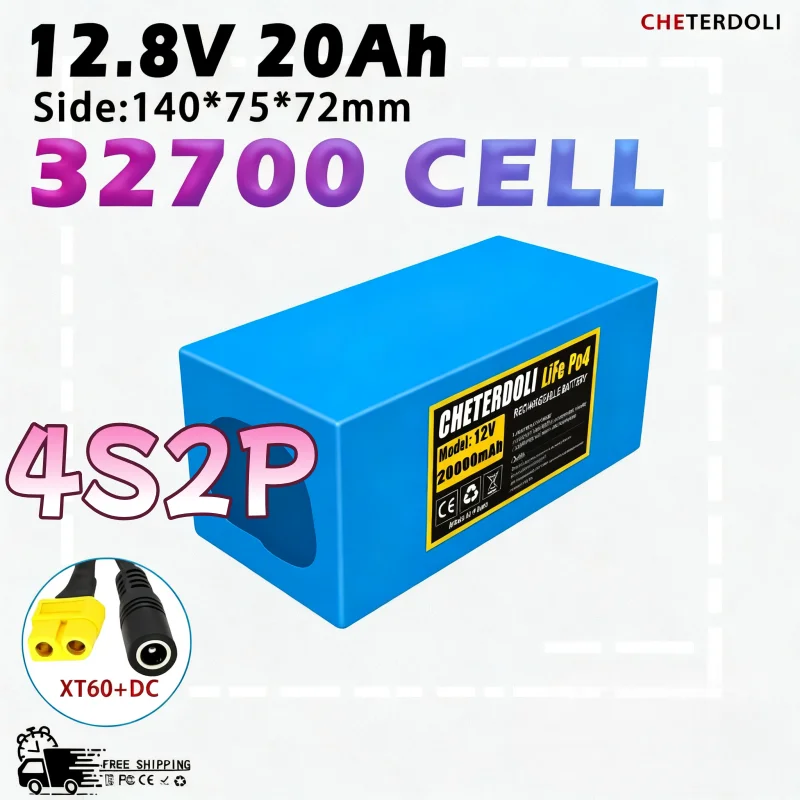 

12 В 30000 мАч Lifepo4 Аккумулятор 4S3P Встроенный 40 А BMS, для троллинга на лодках, резервного источника питания, системы хранения солнечной энергии