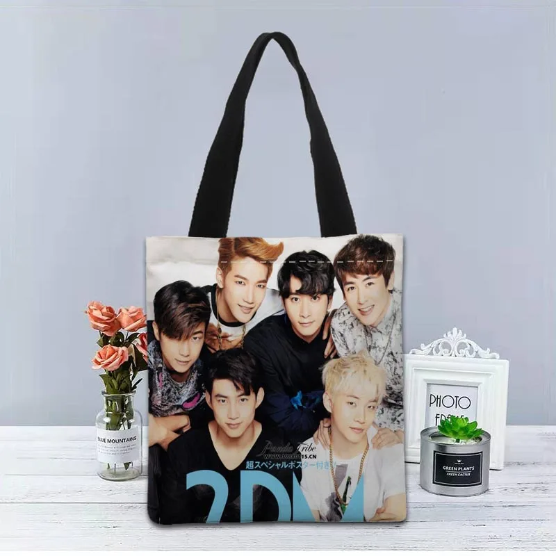 2PM KPOP Handbag Shopping Bag Reusable Eco Large Unisex Canvas Fabric Shoulder Bags Tote Grocery Cloth Pouch 2.16