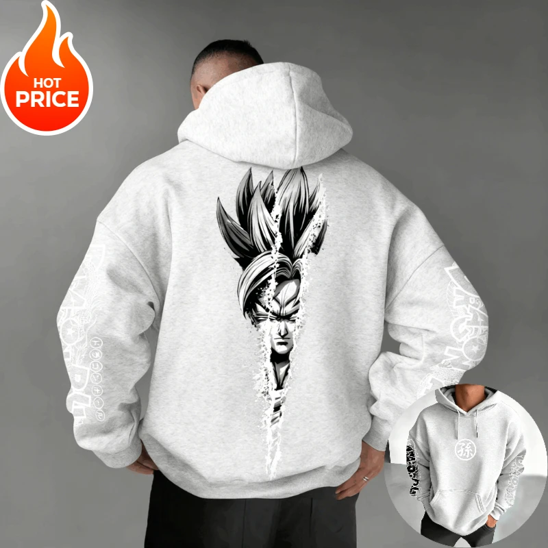 

Son Goku Dragon Ball Saiyan Harajuku Уличная одежда Осенняя мужская винтажная толстовка с капюшоном Зимняя женская толстовка с капюшоном большого размера с длинным рукавом